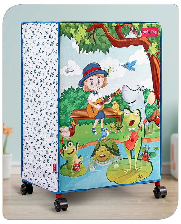 Babyhug Multi Utility Square Laundry Bag With Wheels Musical Theme - Blue
