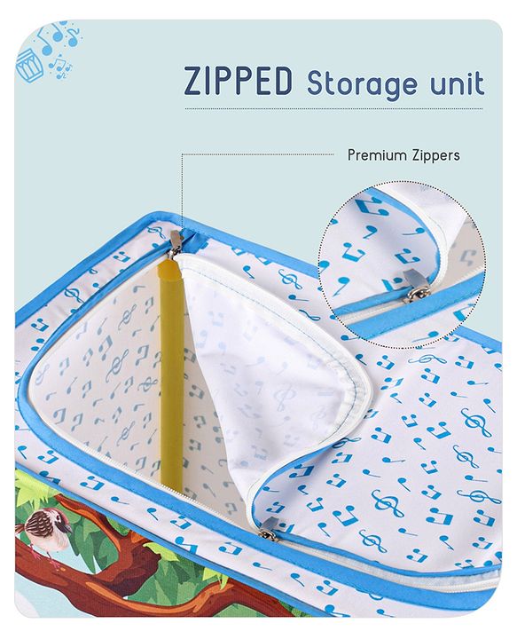 Babyhug Multi Utility Square Laundry Bag With Wheels Musical Theme - Blue