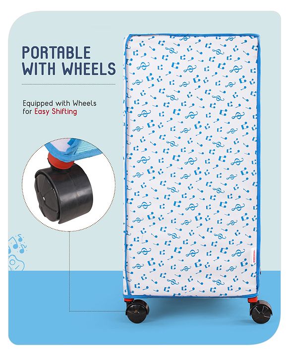 Babyhug Multi Utility Square Laundry Bag With Wheels Musical Theme - Blue