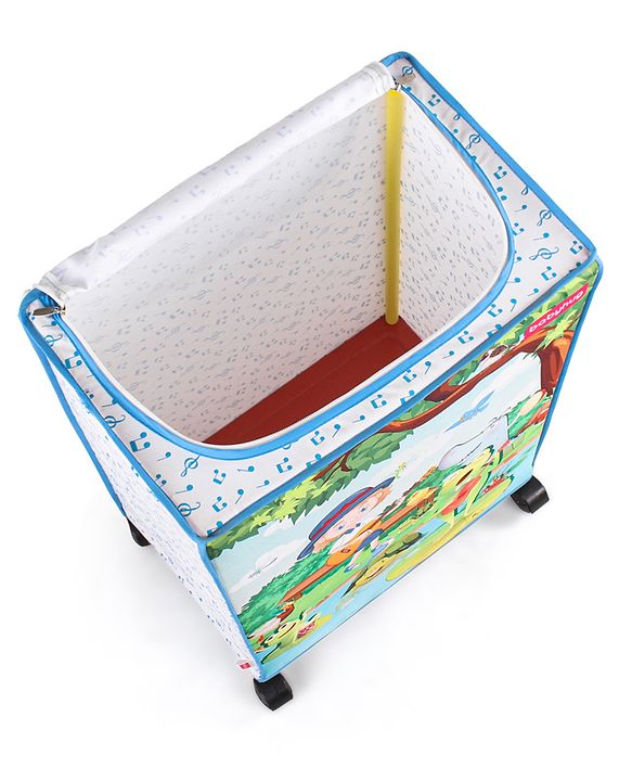 Babyhug Multi Utility Square Laundry Bag With Wheels Musical Theme - Blue