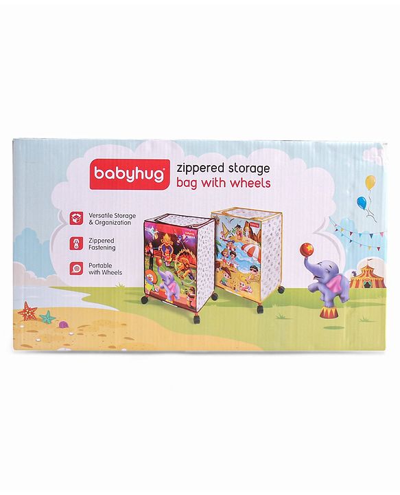 Babyhug Multi Utility Square Laundry Bag With Wheels Musical Theme - Blue