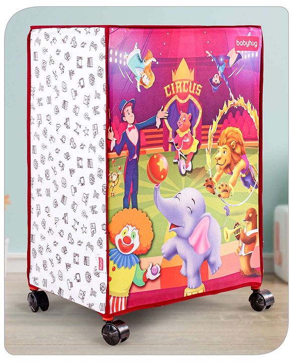 Babyhug Multi Utility Square Laundry Bag With Wheels Musical Theme - Blue
