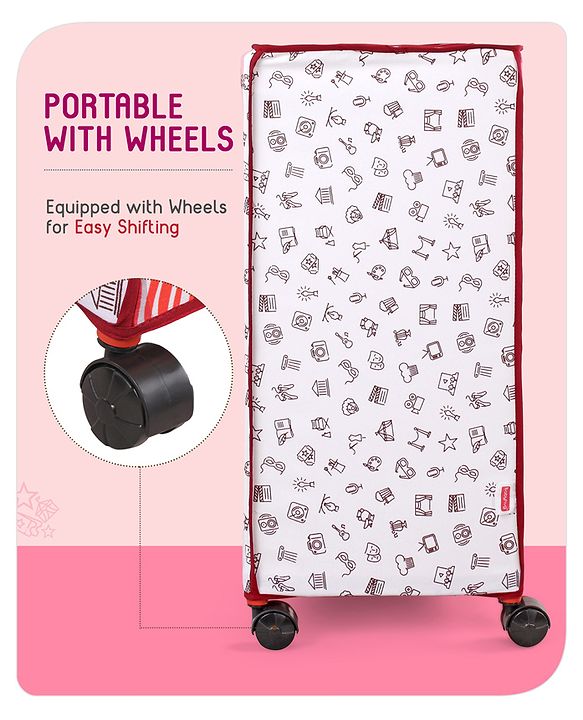 Babyhug Multi Utility Square Laundry Bag With Wheels Musical Theme - Blue