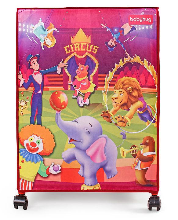 Babyhug Multi Utility Square Laundry Bag With Wheels Musical Theme - Blue