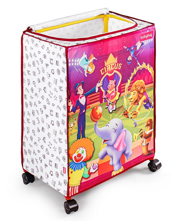Babyhug Multi Utility Square Laundry Bag With Wheels Musical Theme - Blue