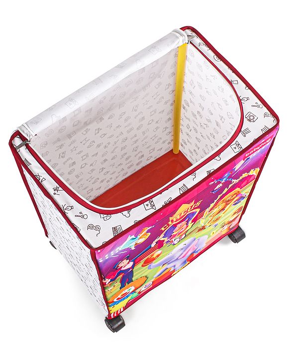 Babyhug Multi Utility Square Laundry Bag With Wheels Musical Theme - Blue