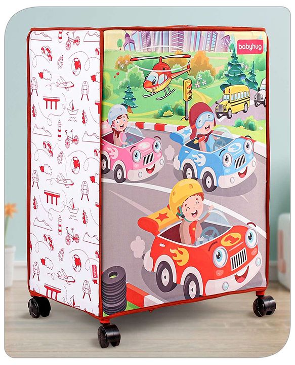 Babyhug Multi Utility Square Laundry Bag With Wheels Musical Theme - Blue