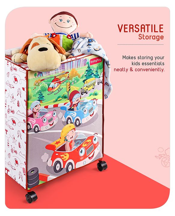 Babyhug Multi Utility Square Laundry Bag With Wheels Musical Theme - Blue