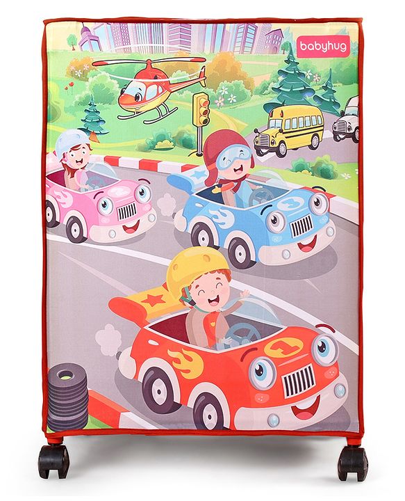 Babyhug Multi Utility Square Laundry Bag With Wheels Musical Theme - Blue
