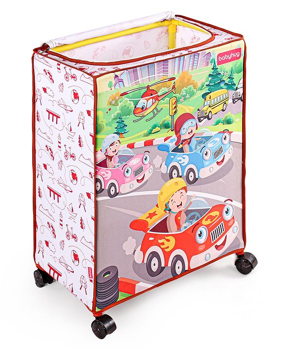 Babyhug Multi Utility Square Laundry Bag With Wheels Musical Theme - Blue
