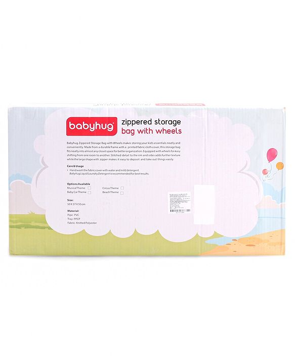 Babyhug Multi Utility Square Laundry Bag With Wheels Musical Theme - Blue