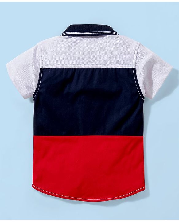 Babyhug 100% Cotton Half Sleeves  Cut & Sew Shirt - Red & White
