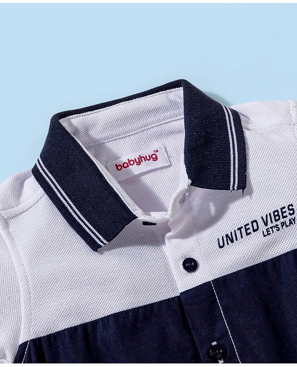 Babyhug 100% Cotton Half Sleeves  Cut & Sew Shirt - Red & White