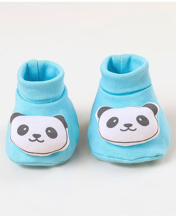 Babyhug  100% Cotton Booties Panda Print - Blue