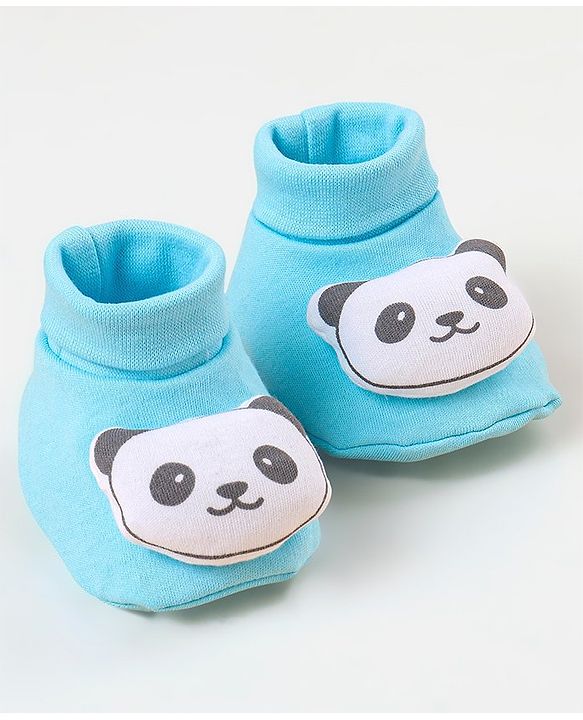 Babyhug  100% Cotton Booties Panda Print - Blue