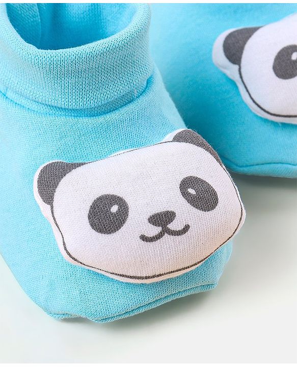 Babyhug  100% Cotton Booties Panda Print - Blue