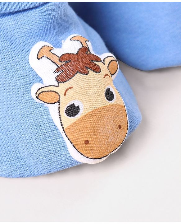 Babyhug 100 % Cotton Booties Horse Patch- Blue