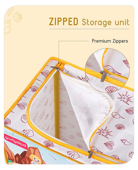 Babyhug Multi Utility Square Laundry Bag With Wheels Beach Theme - Yellow