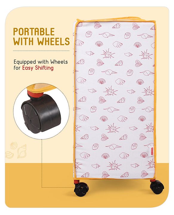 Babyhug Multi Utility Square Laundry Bag With Wheels Beach Theme - Yellow