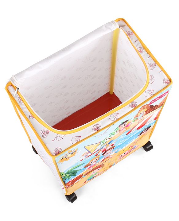 Babyhug Multi Utility Square Laundry Bag With Wheels Beach Theme - Yellow