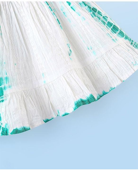 Babyhug 100% Cotton Singlet Sleeves Tie Dye Effect Dobby Frock - White