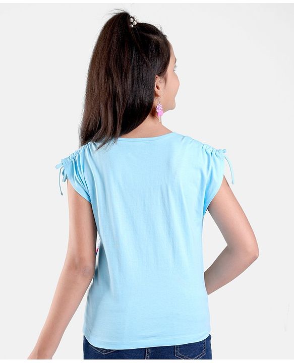 Pine Kids 100% Cotton Biowashed Short Sleeves T-Shirt Floral Dolphin Print- Blue
