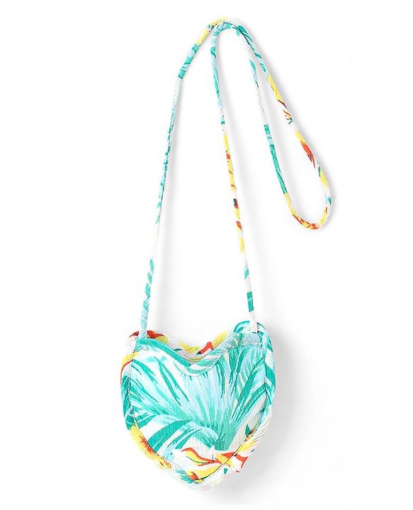 Babyhug Rayon Woven Sleeveless Frock with Sling Bag Floral Print - Blue