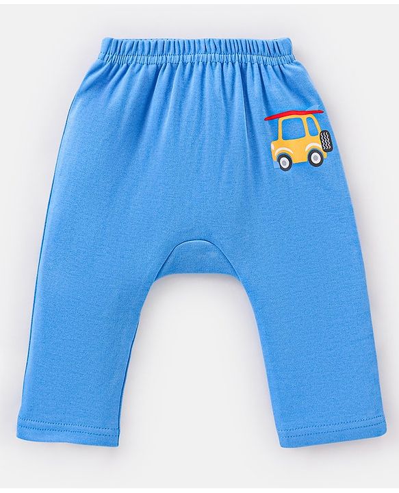 Babyhug Cotton Knit Full Length Diaper Leggings Striped Pack of 3 - Blue