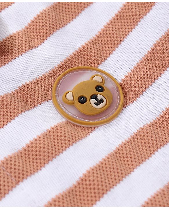 Babyhug Half Sleeves Polo T-Shirt Striped - Brown