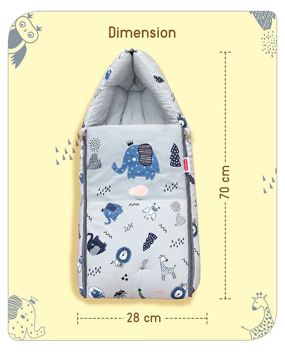 Babyhug Velour Sleeping Bag Animal Faces Print - Multicolor