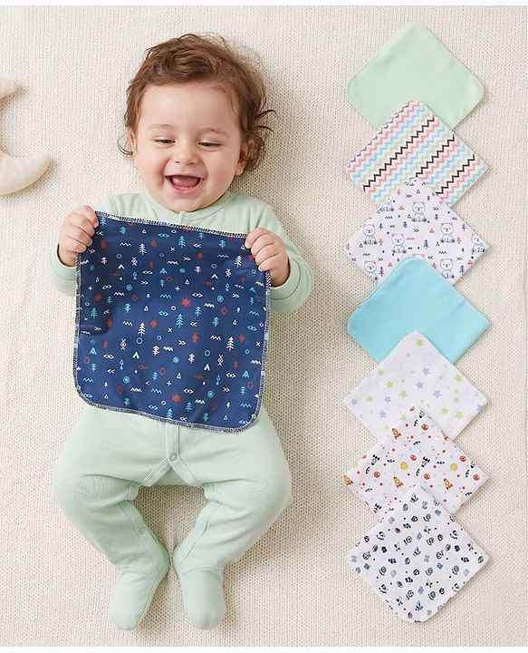 Babyhug 100% Cotton Premium Wash Cloth Pack of 8 - Multicolor