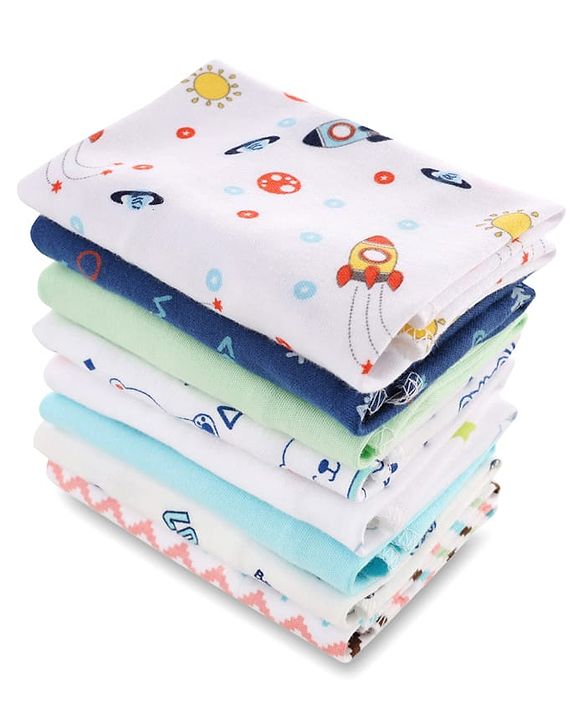 Babyhug 100% Cotton Premium Wash Cloth Pack of 8 - Multicolor