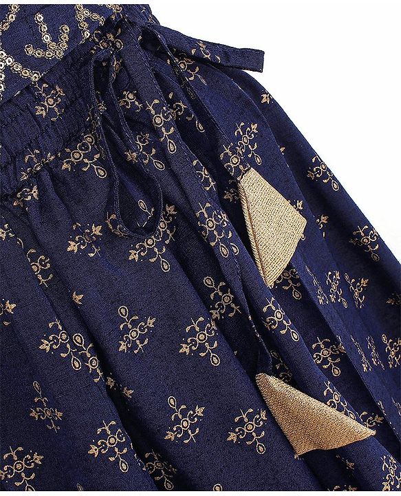 Pine Kids Viscose Sleeveless Sequin Embellished Choli & Lehenga Set with Dupatta Zari Design - Blue