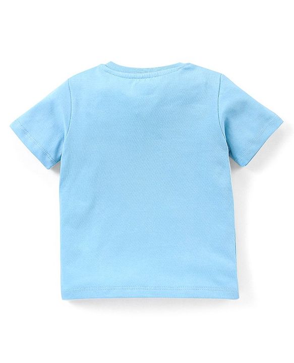 Babyhug Cotton Half Sleeves T-Shirt and Knee Length Shorts Tiger Print - Light Blue & White