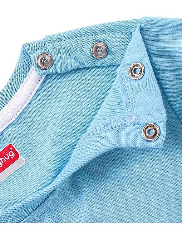 Babyhug Cotton Half Sleeves T-Shirt and Knee Length Shorts Tiger Print - Light Blue & White