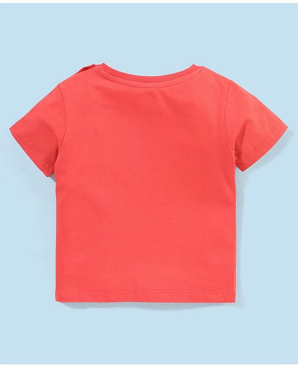Babyhug Terry Cotton Half Sleeves T-shirt and Shorts Car Print - Red & White