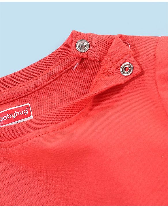 Babyhug Terry Cotton Half Sleeves T-shirt and Shorts Car Print - Red & White