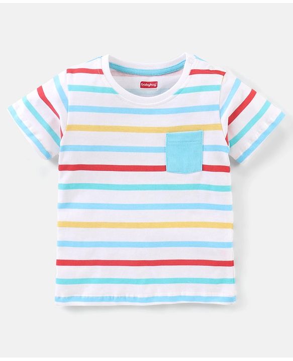Babyhug Cotton Half Sleeves T-Shirt & Shorts Striped - Blue