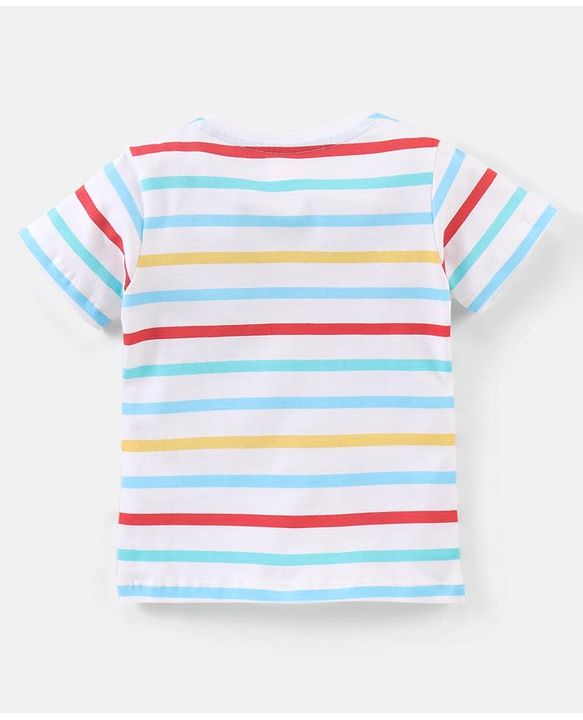 Babyhug Cotton Half Sleeves T-Shirt & Shorts Striped - Blue