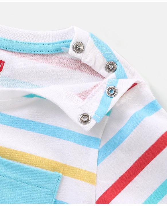 Babyhug Cotton Half Sleeves T-Shirt & Shorts Striped - Blue