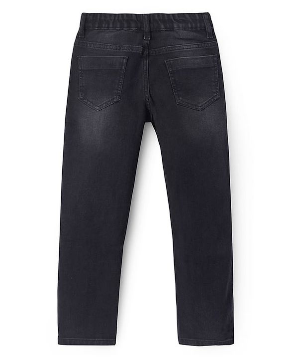 Pine Kids Full Length Five Pocket Cotton Elastane Washed Denim Jeans - Black