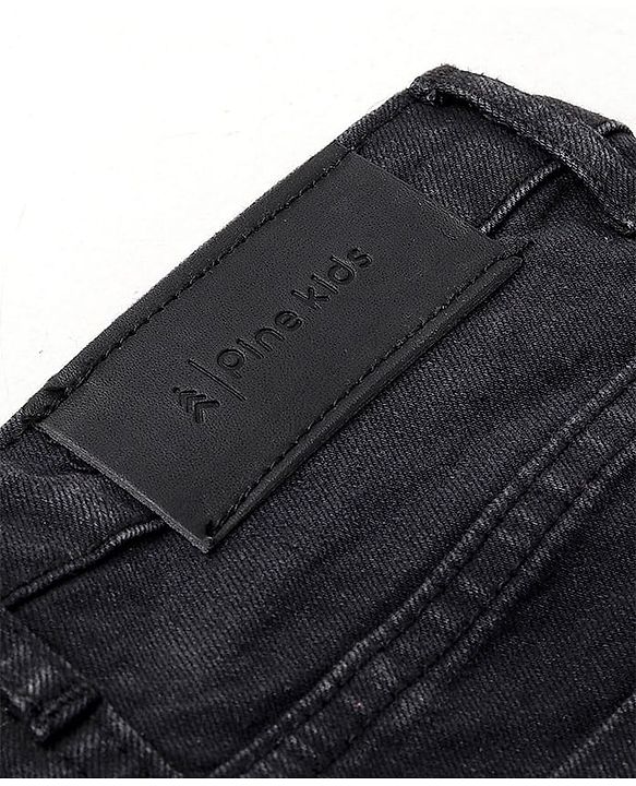 Pine Kids Full Length Five Pocket Cotton Elastane Washed Denim Jeans - Black