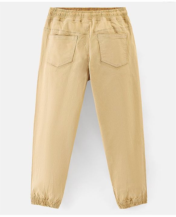 Pine Kids Cotton Elastane Jogger With Soft Handfeel And Solid Colour - Beige