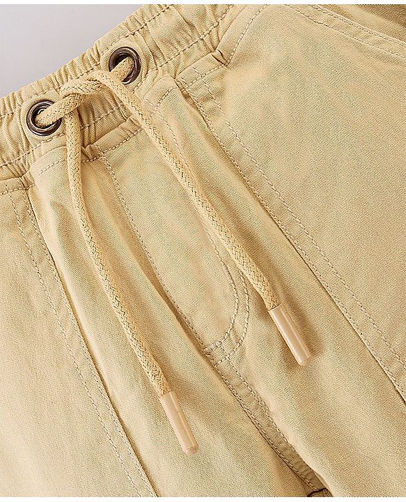 Pine Kids Cotton Elastane Jogger With Soft Handfeel And Solid Colour - Beige
