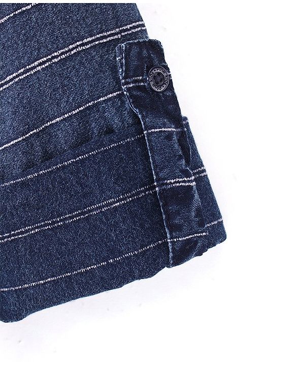 Pine Kids Denim Cotton Soft Hand Feel Full Sleeves Striped Shirt - Blue
