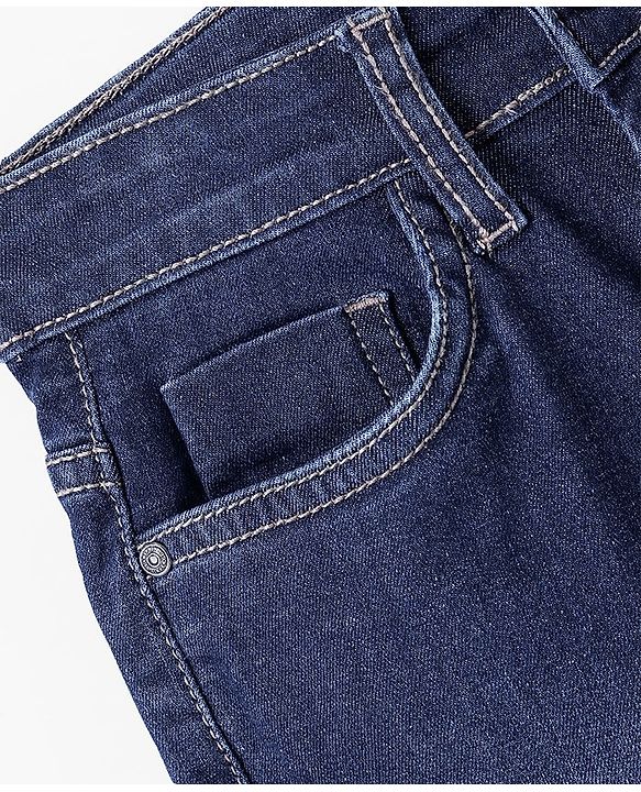 Pine Kids Cotton Spandex Full Length Stretchable Washed Denim Jeans - Dark Blue