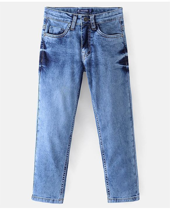 Pine Kids Cotton Spandex Full Length Washed Denim Jeans - Mid Blue