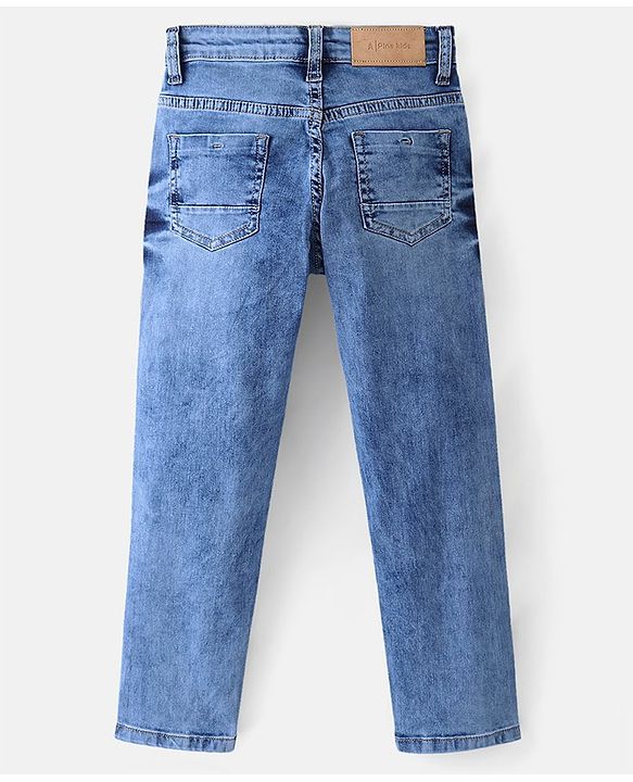 Pine Kids Cotton Spandex Full Length Washed Denim Jeans - Mid Blue