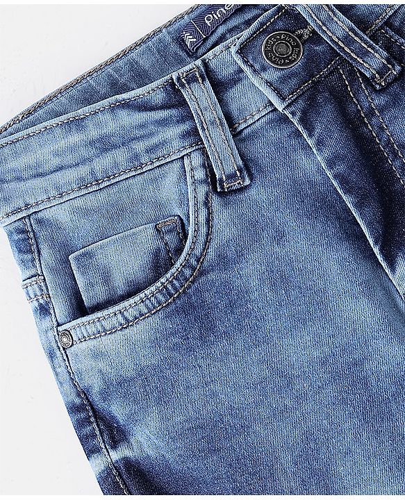 Pine Kids Cotton Spandex Full Length Washed Denim Jeans - Mid Blue