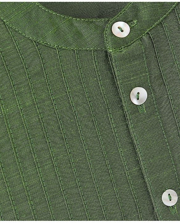 Pine Kids Full Sleeves Pintuck Kurta Pyjama Set Striped Design - Green